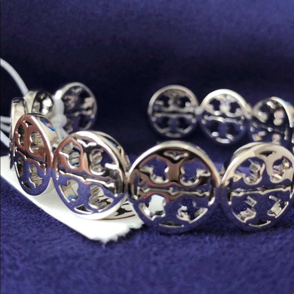 Tory Burch Frozen Logo Cuff - Silver - NWT